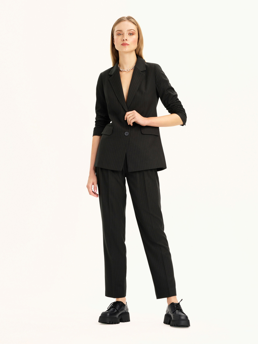 Pinstripe dress pants with crease
