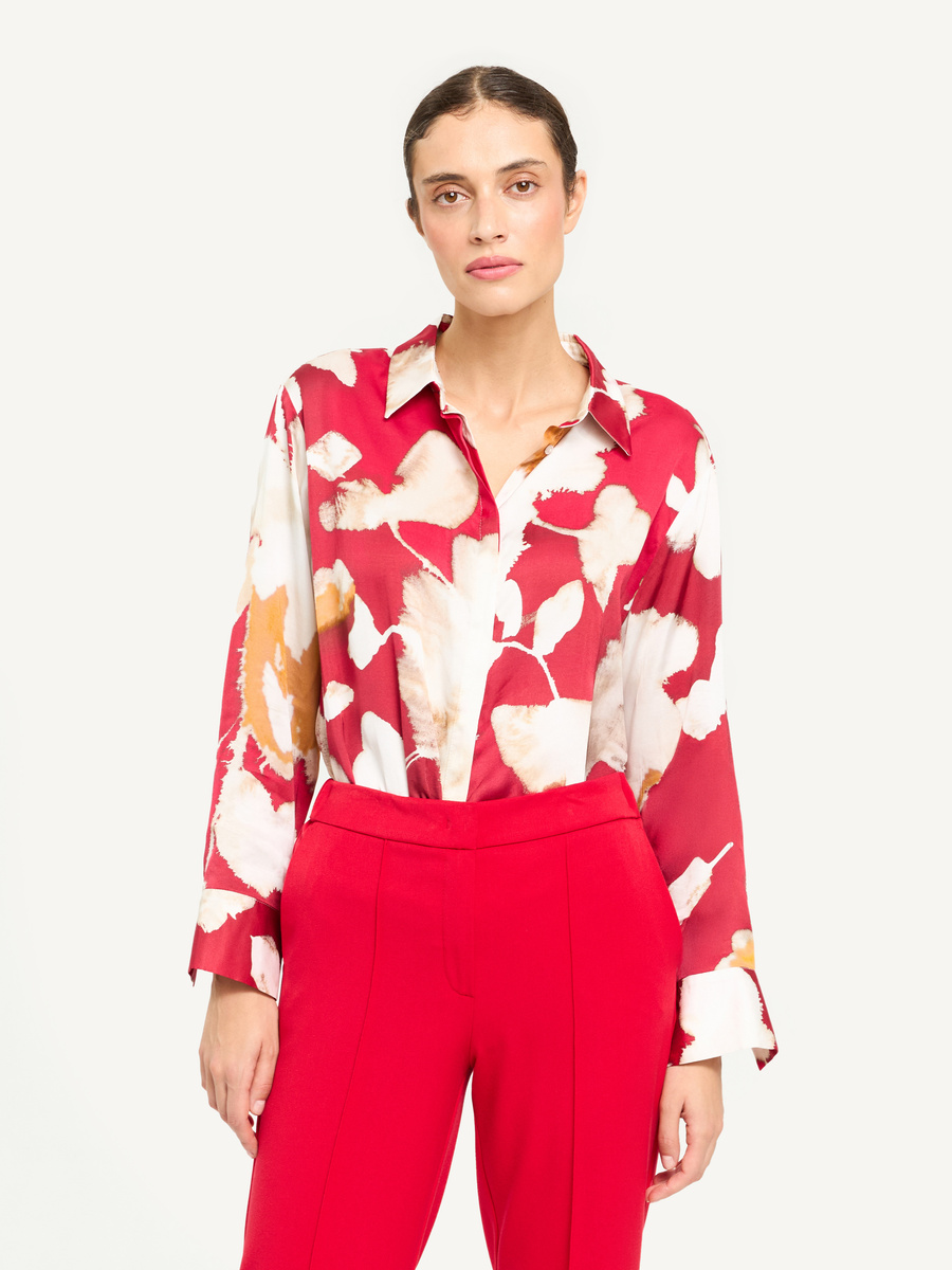KMX Studio Bluzka z wiskozy w kwiatowy wzór – czerwona