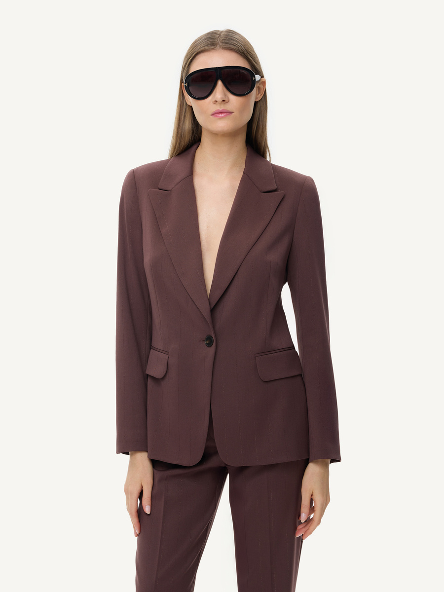 Pinstripe tailored blazer in deep chocolate shade