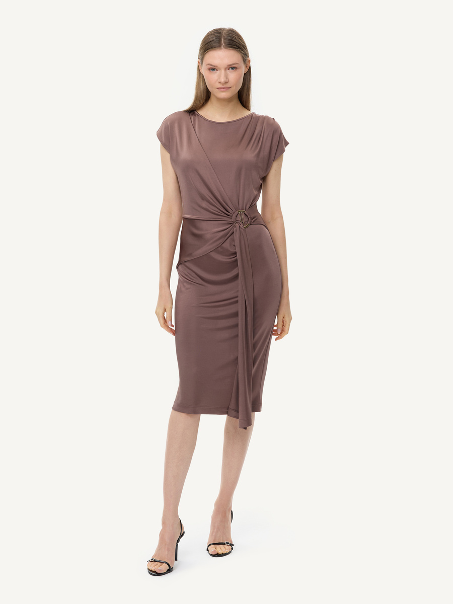 KMX Studio cocktail dress in refined viscose jersey – chocolate