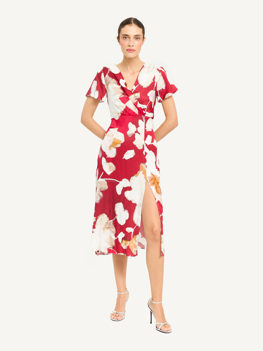 KMX Studio viscose wrap dress – red