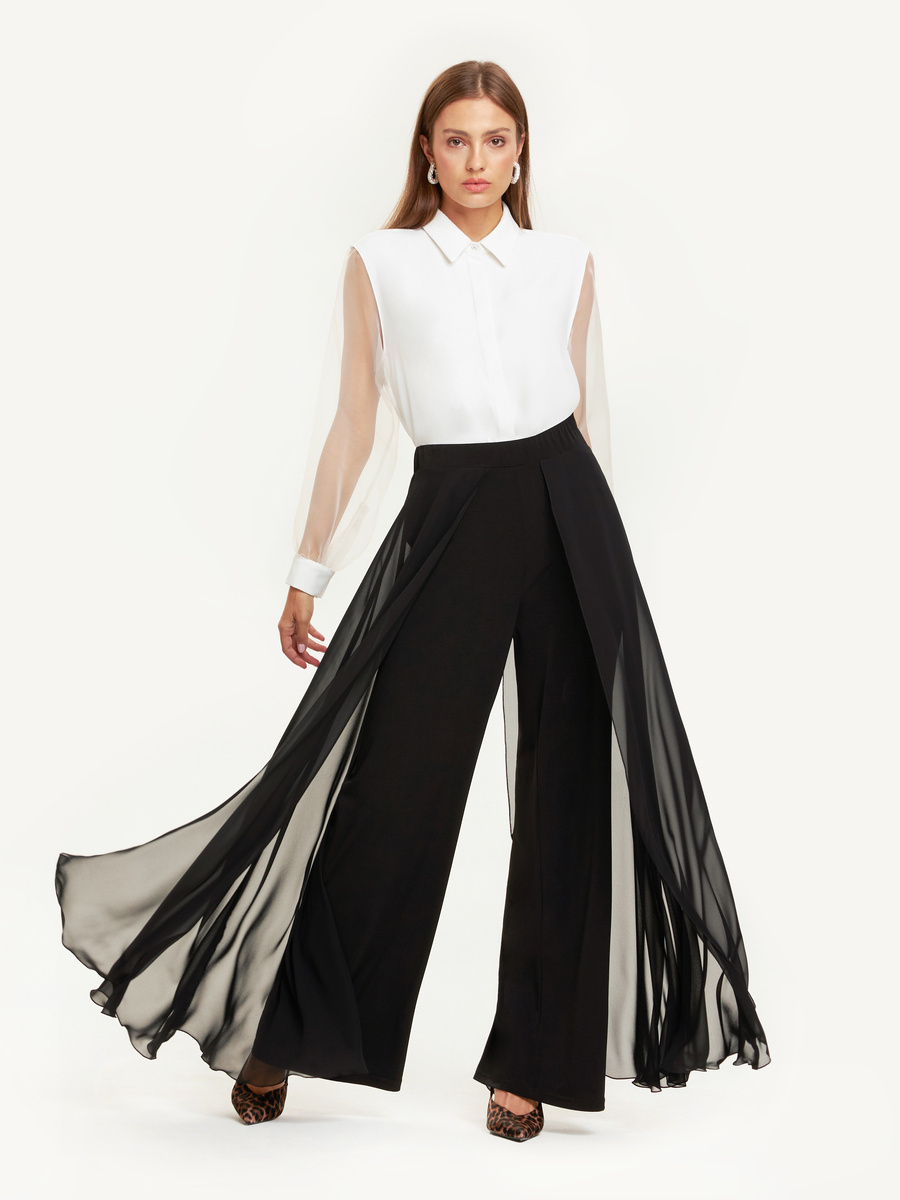 Bluzka na guziki z rękawami z organzy