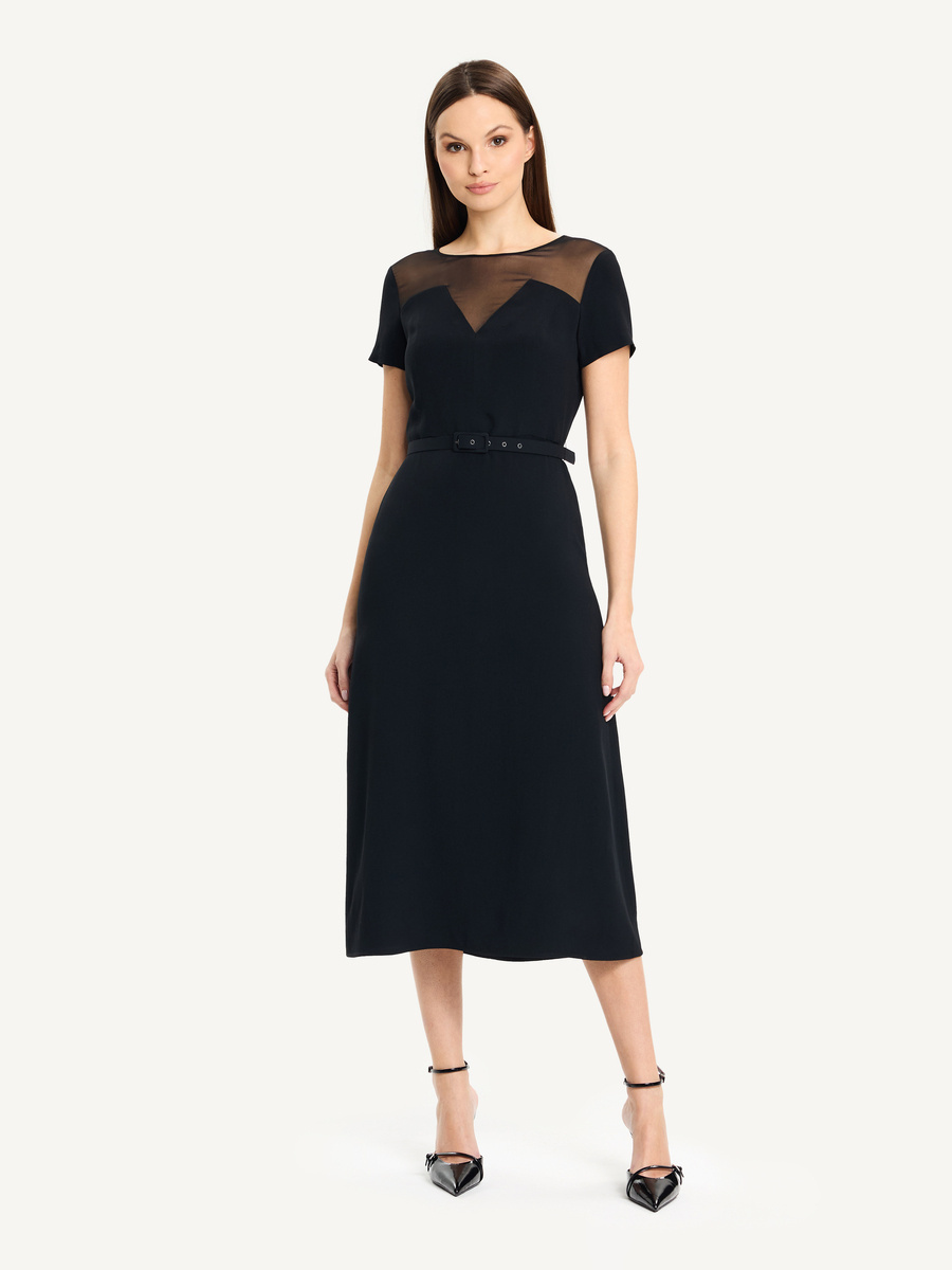 KMX Studio Wieczorowa sukienka z jedwabnym dekoltem