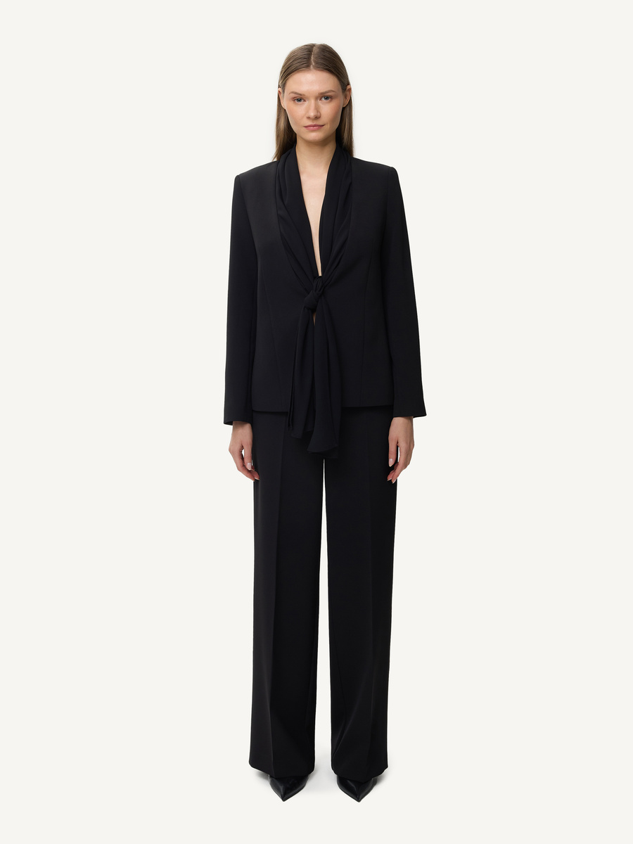 Black wide-leg suit pants