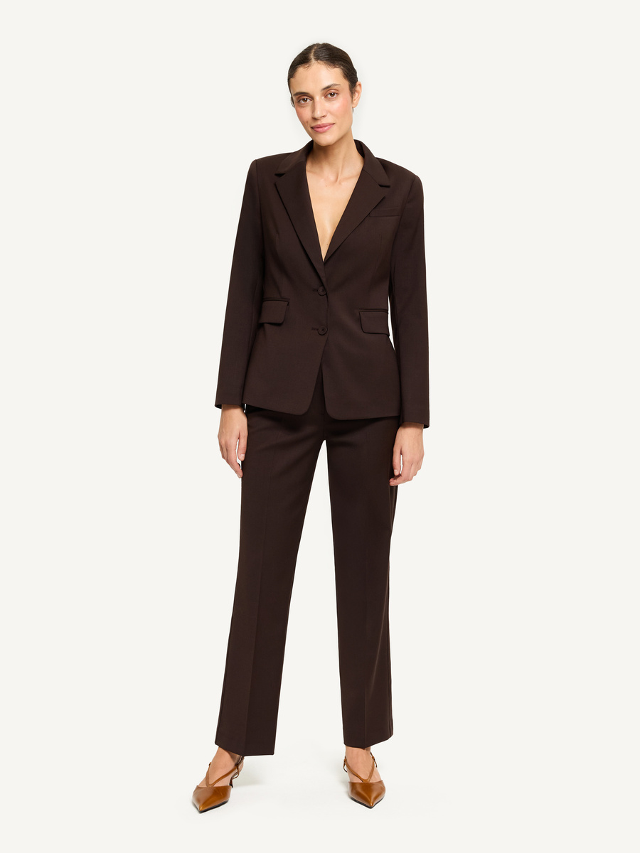 Spodnie garniturowe z kantem w kolorze gorzkiej czekolady