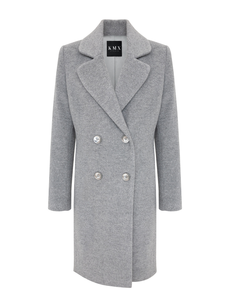 KMX Studio Double-breasted virgin wool & cashmere coat – grey