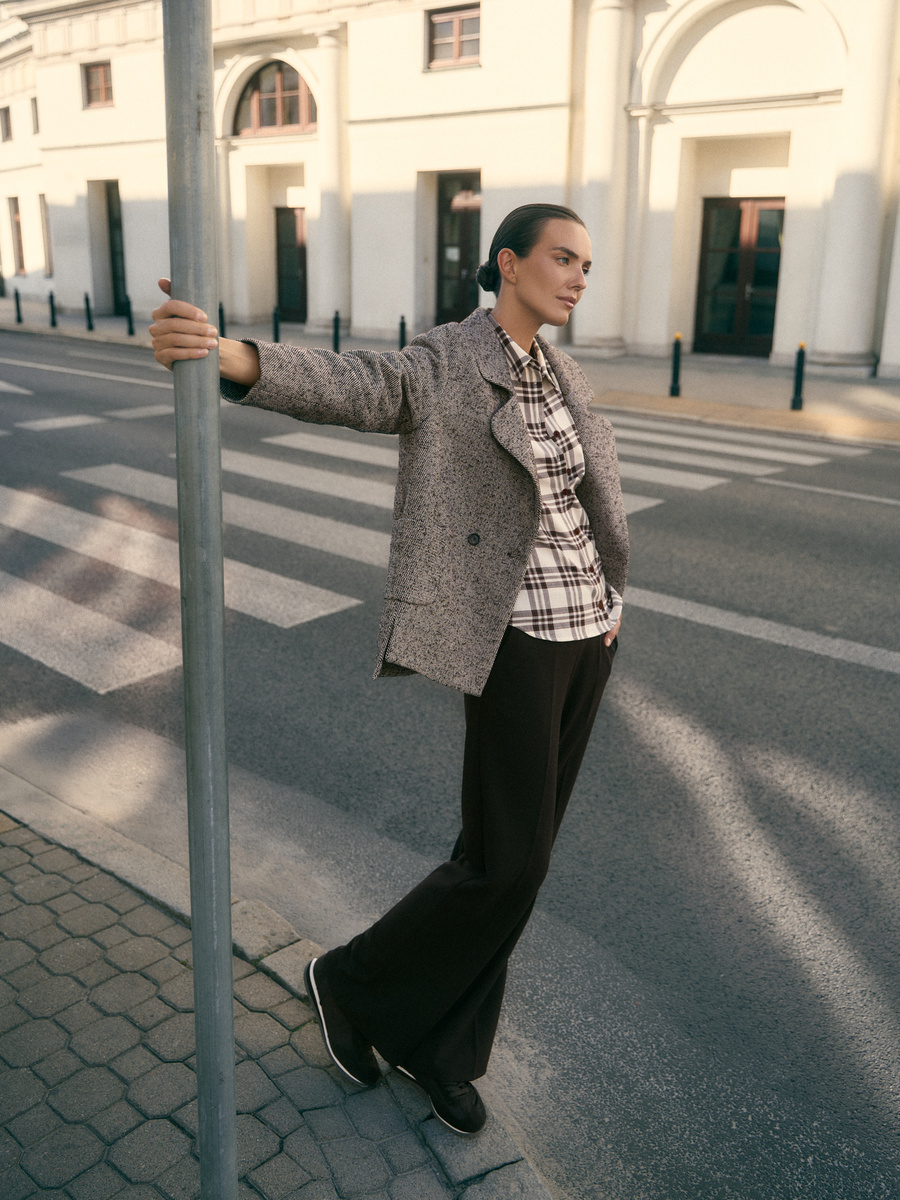 Chocolate checked cotton shirt