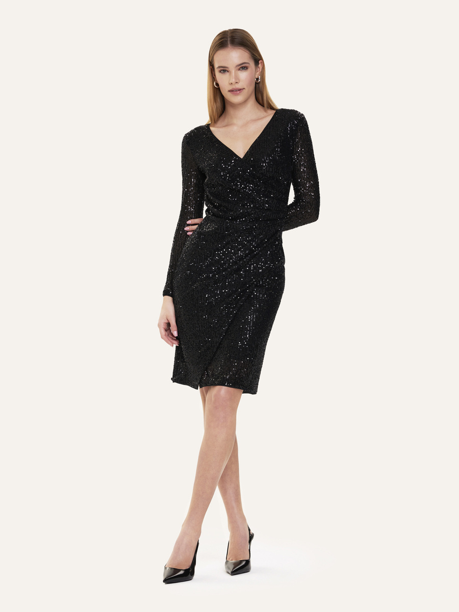 Sequin dress with draping