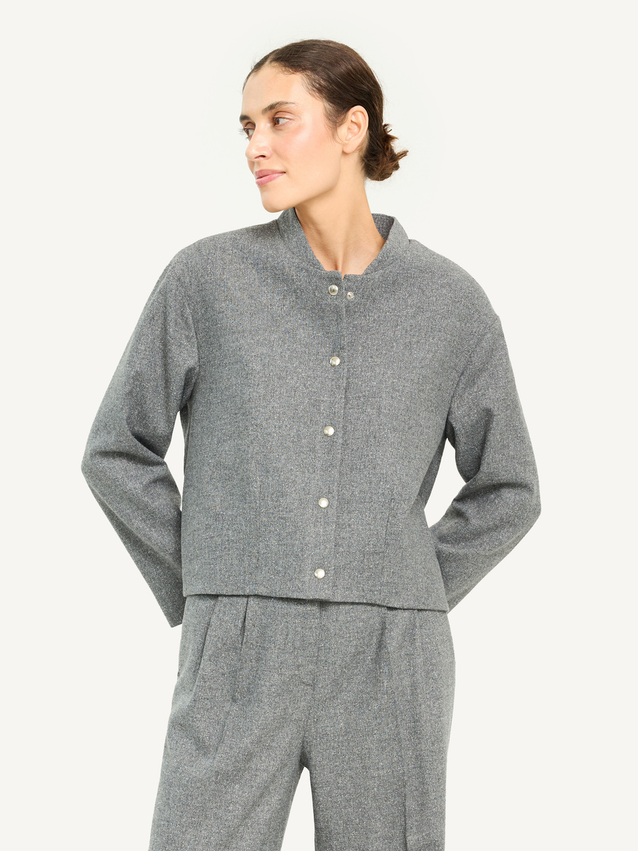 Button-down jacket with silk blend