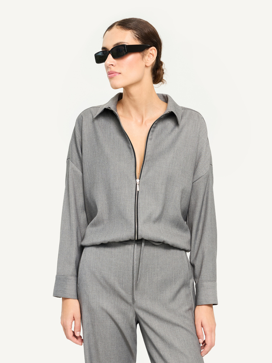 Grey bomber-style sweatshirt with wool