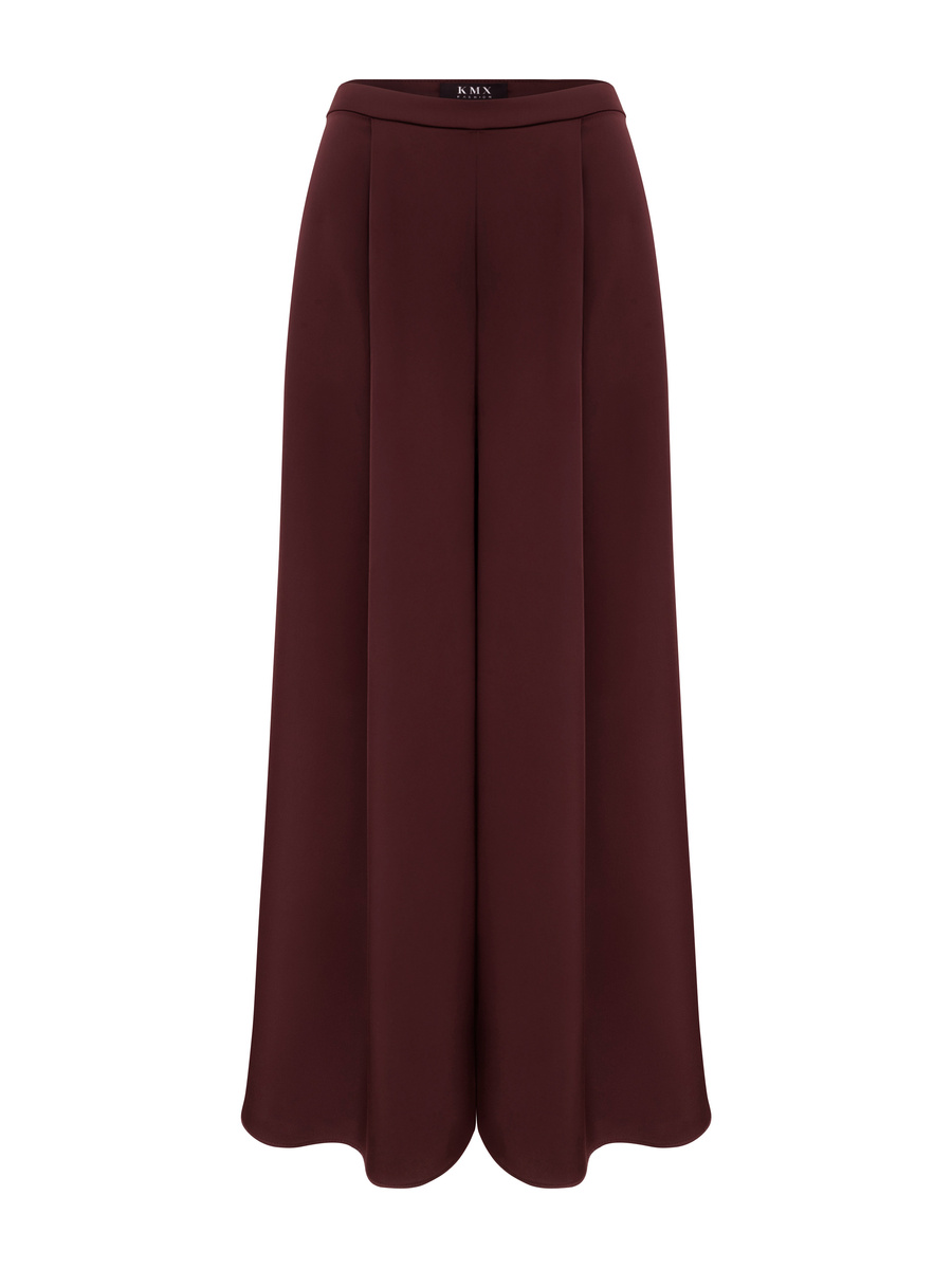 Satin wide-leg trousers – burgundy