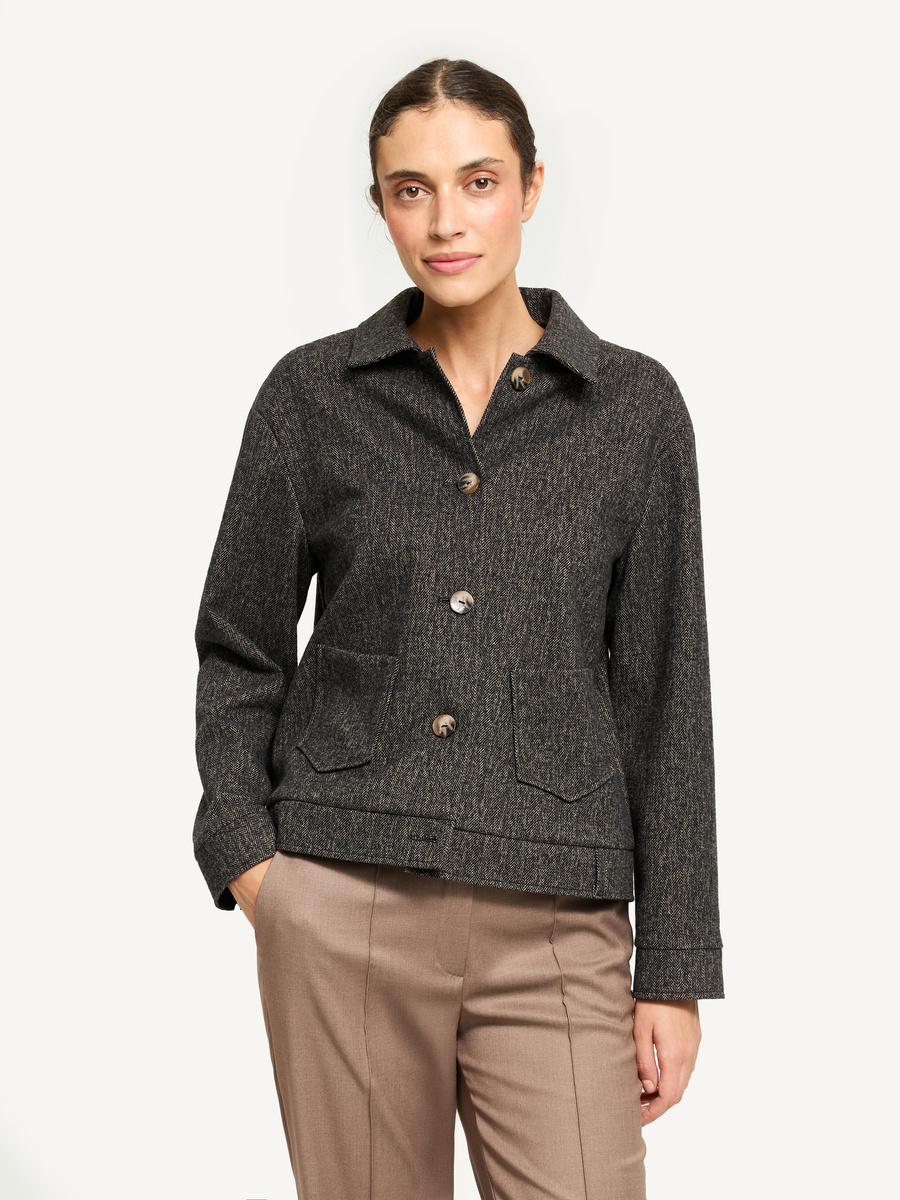 Button-down herringbone blazer in brown