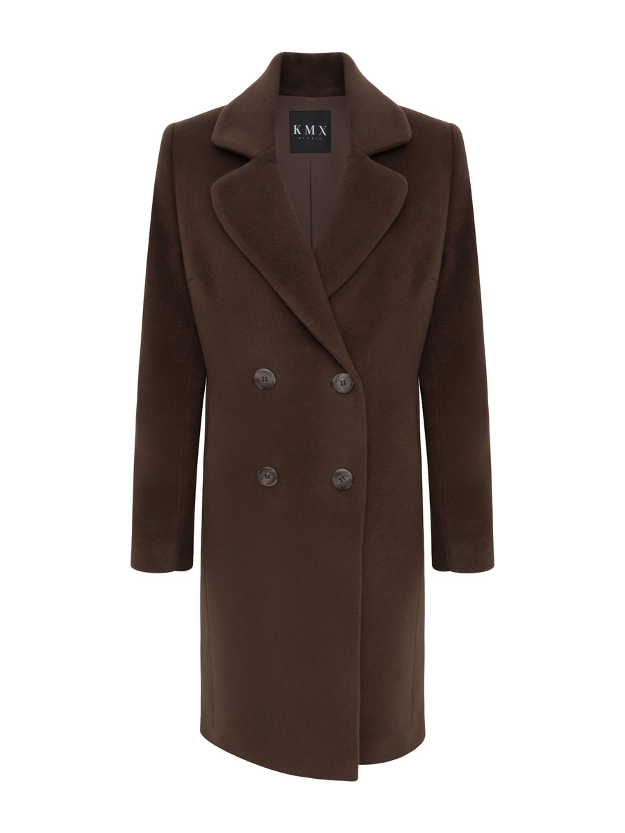 KMX Studio Double-breasted virgin wool & cashmere coat – chocolate