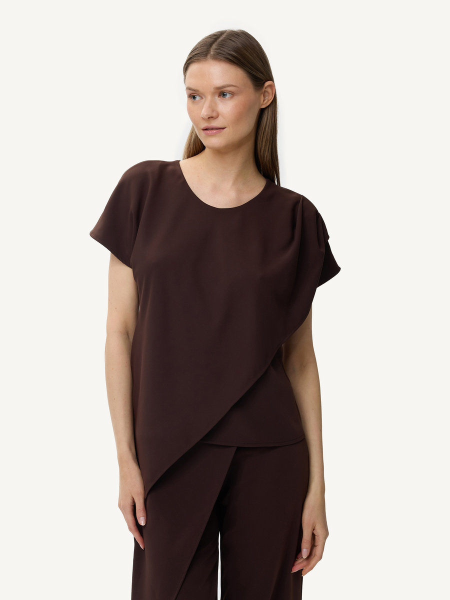 Asymmetric brown blouse