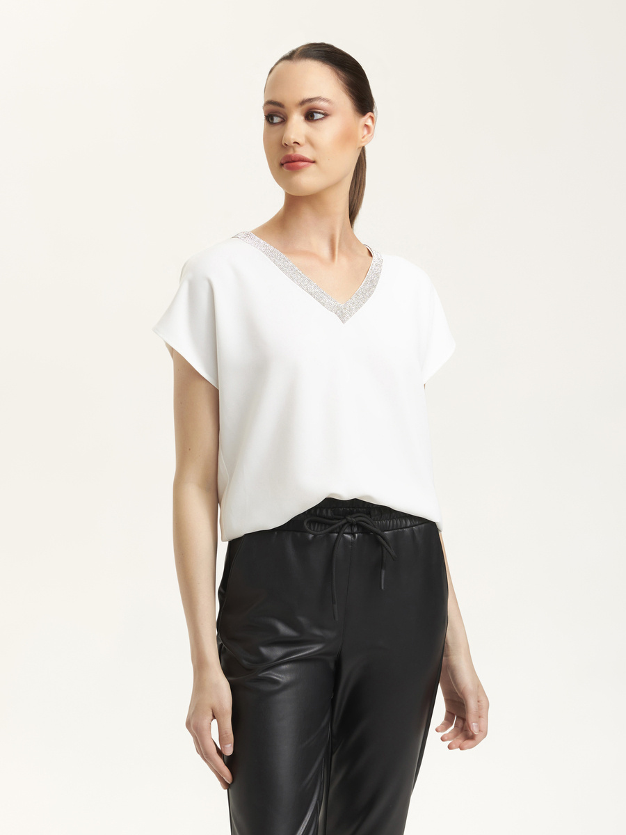 Blouse with rhinestones