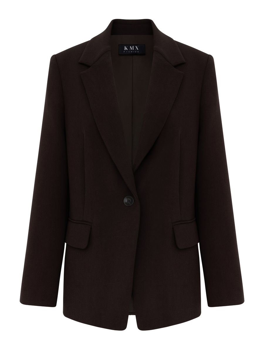 Klasyczna marynarka na jeden guzik - brązowa