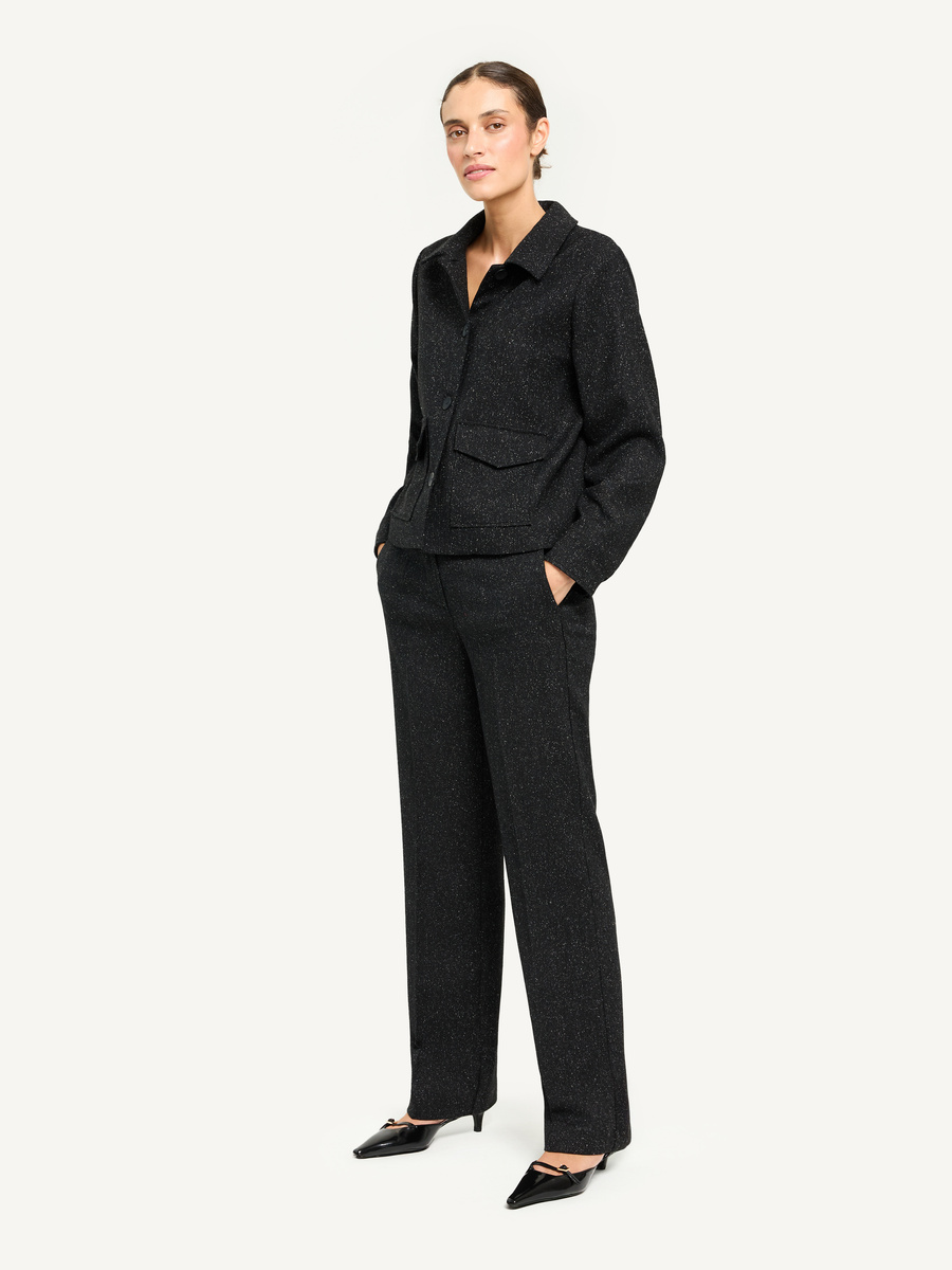 Melange wool set with silk blend - black