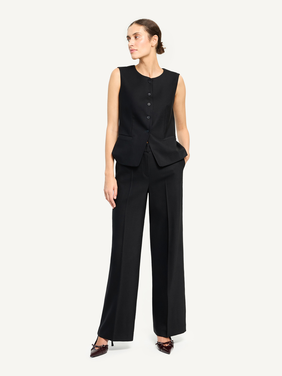 KMX Studio Szerokie spodnie garniturowe z wełny - czarne