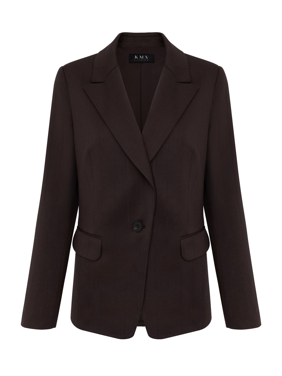 Pinstripe tailored blazer in deep chocolate shade