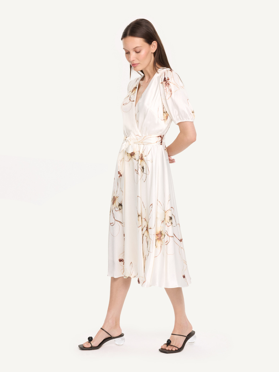 KMX Studio viscose midi dress with belt and floral print