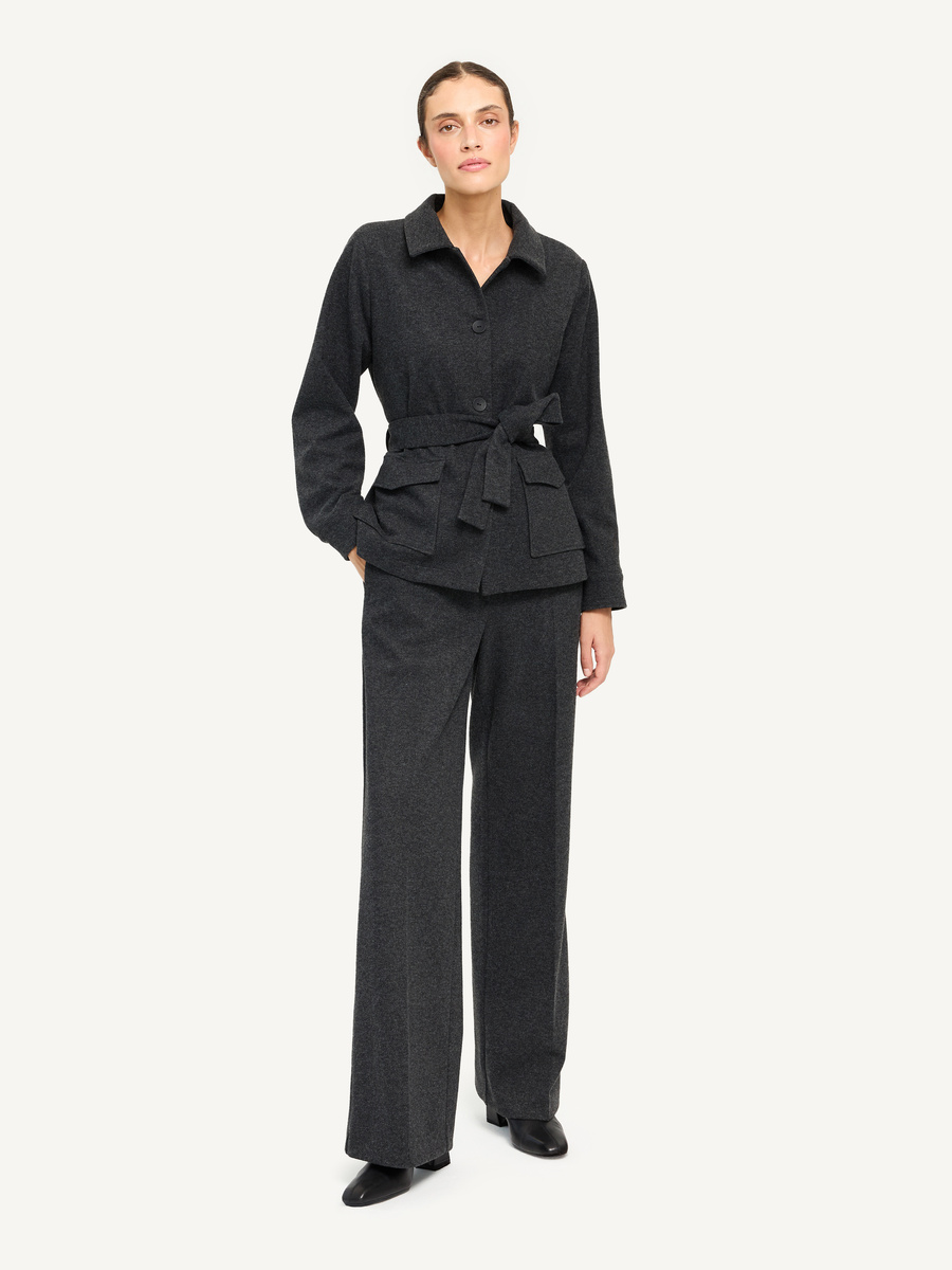 Knit trousers with front crease and wide leg - grey