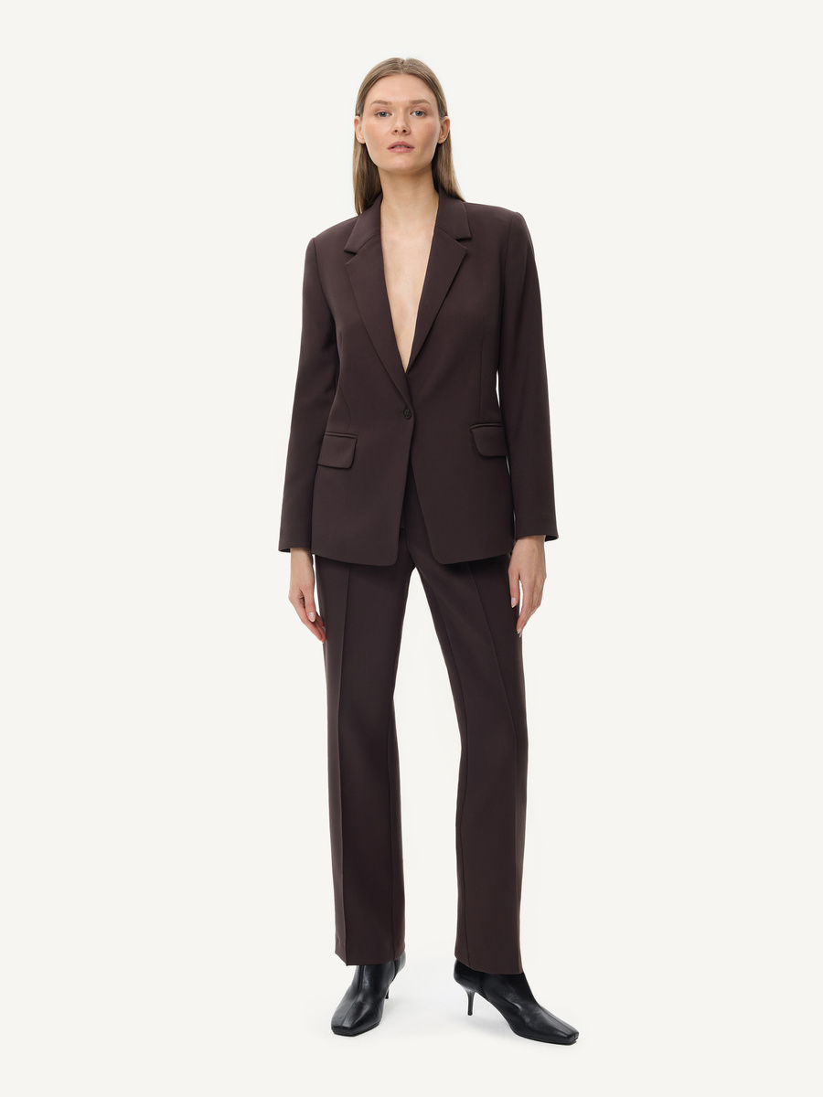 Spodnie garniturowe na kant - brązowe