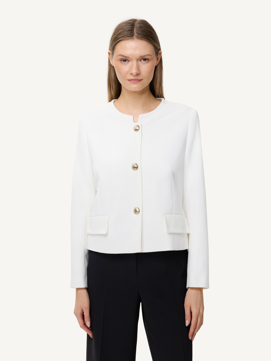 Ecru blazer with decorative gold buttons