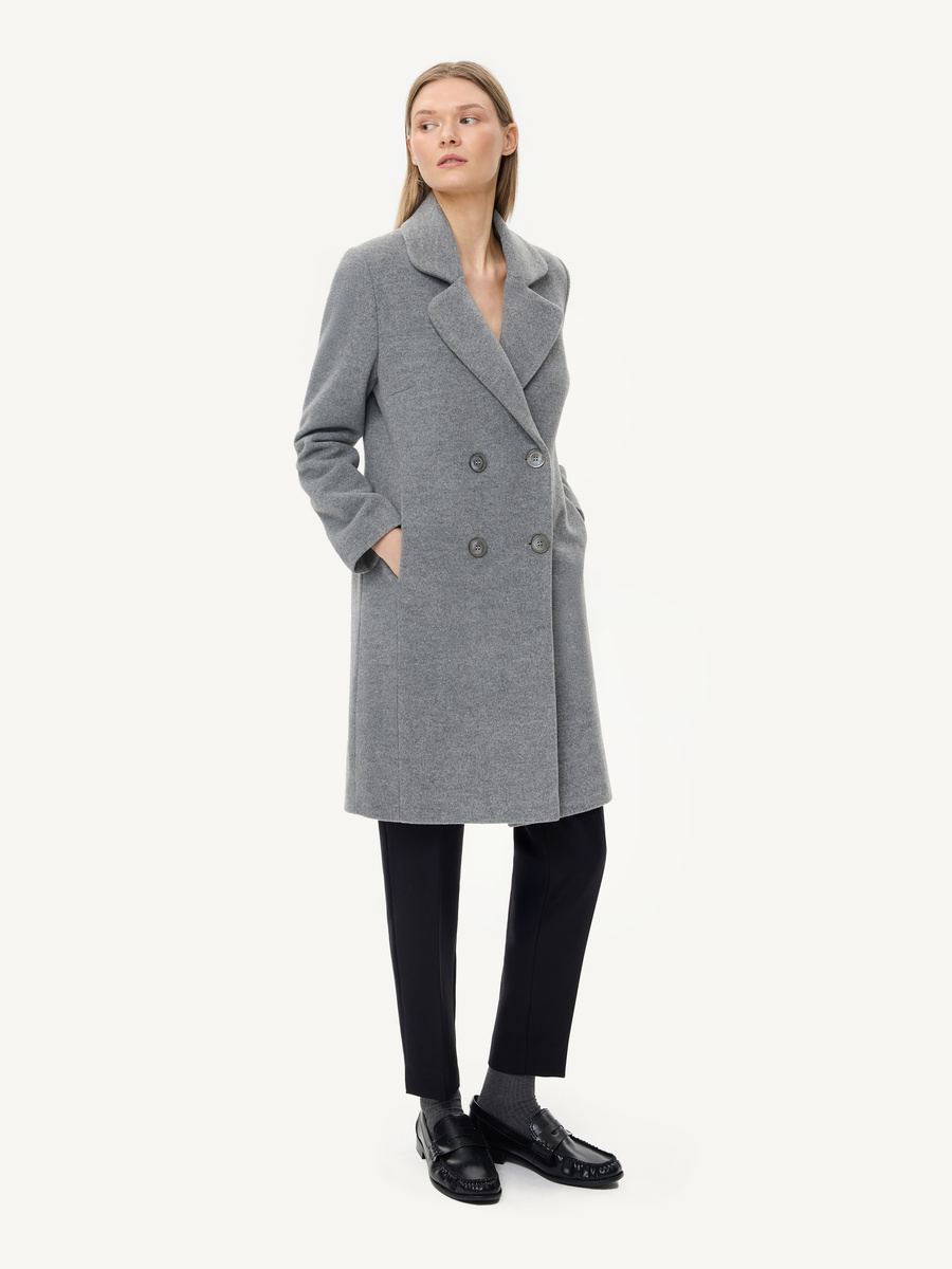 KMX Studio Double-breasted virgin wool & cashmere coat – grey