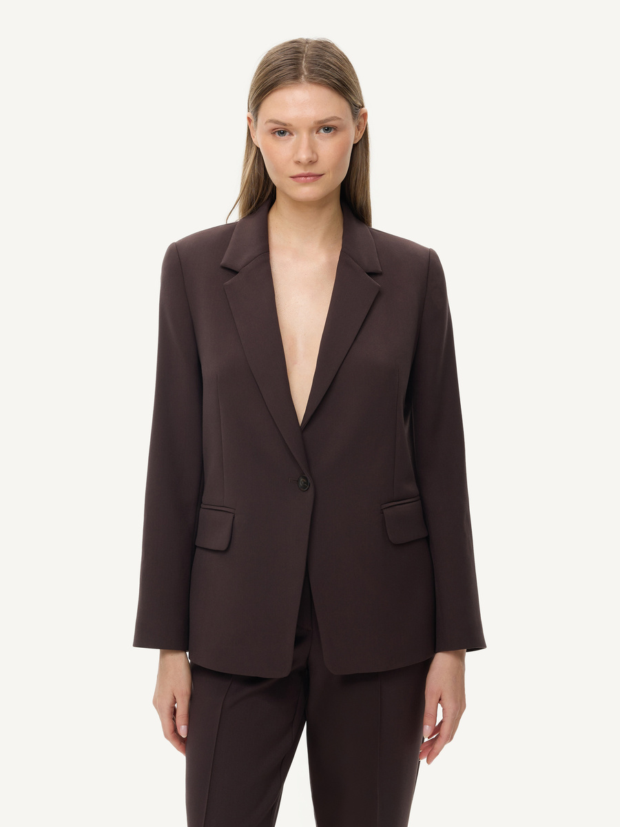 Klasyczna marynarka na jeden guzik - brązowa