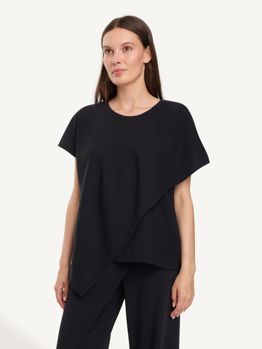 Asymmetric black blouse