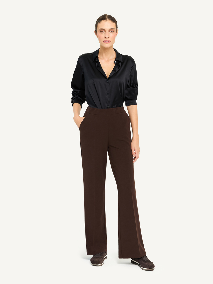 Black wide-leg trousers with elasticated waistband