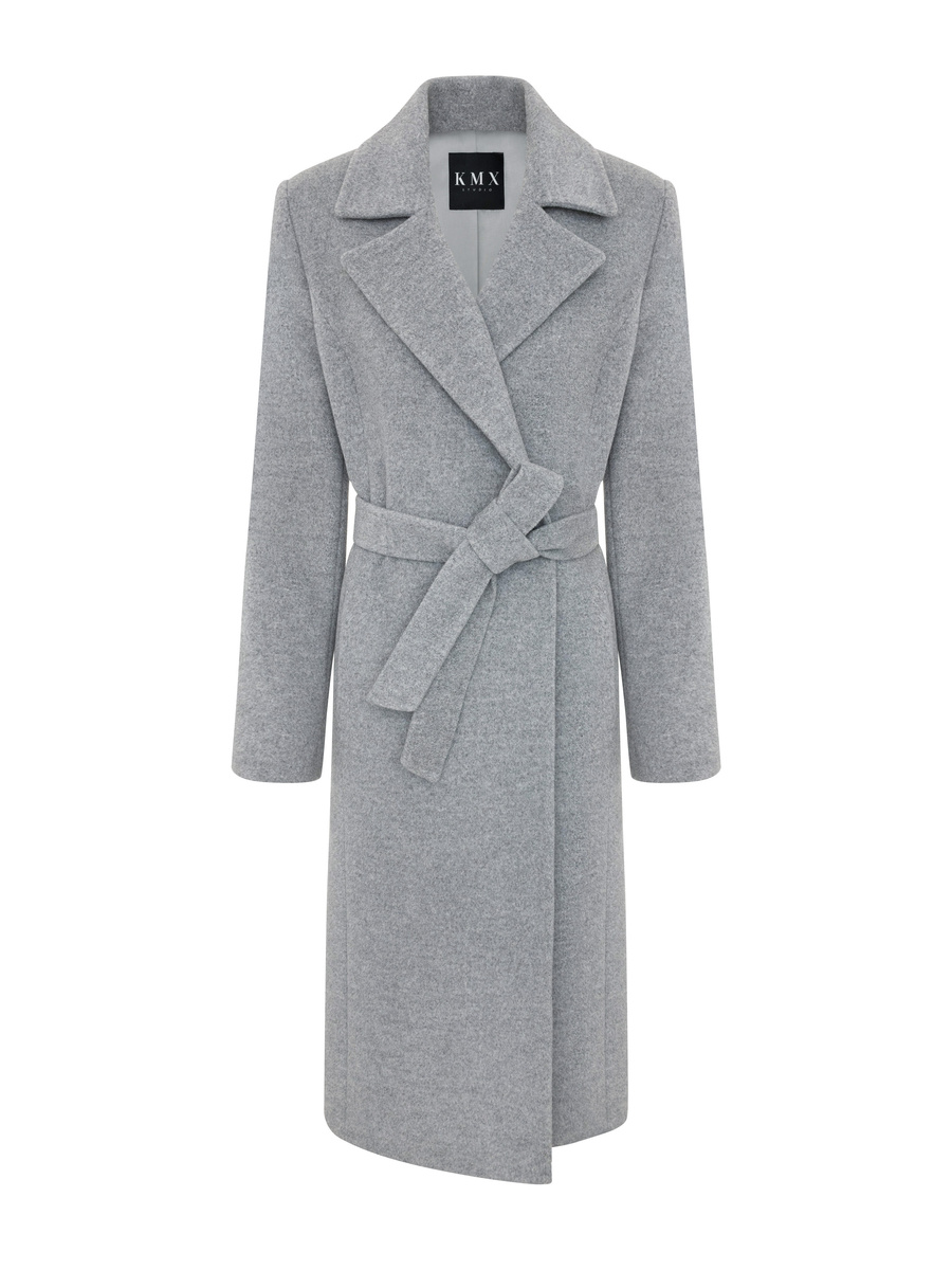 KMX Studio Belted coat in virgin wool & cashmere – grey