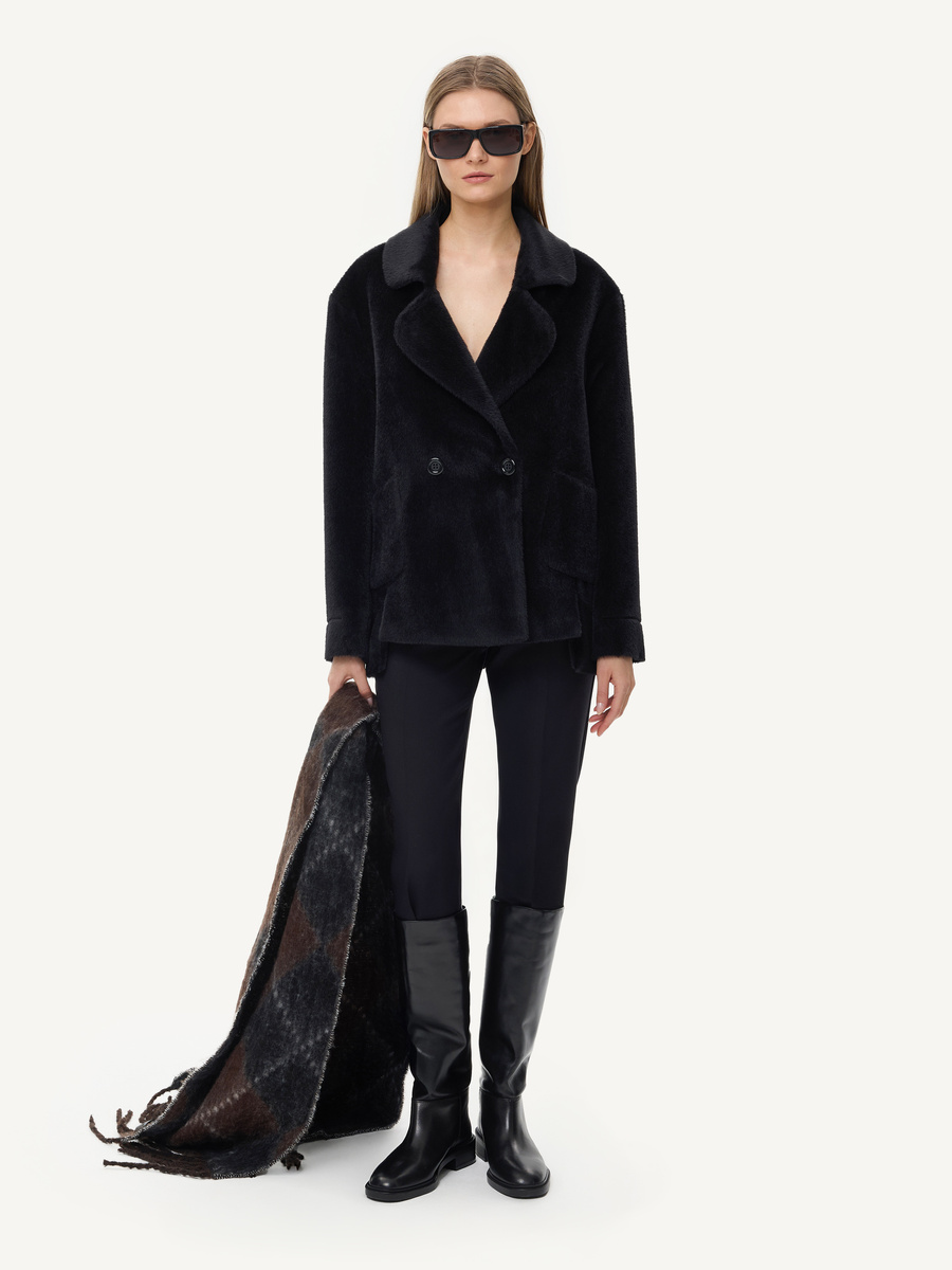 KMX Studio Kurtka zimowa z Alpaki Suri i wełny dziewiczej - czarna