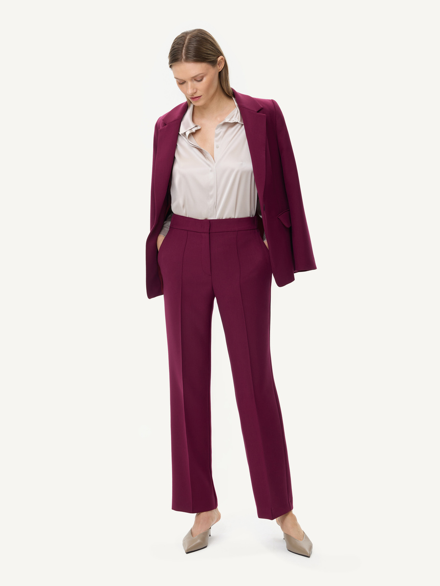 Spodnie garniturowe na kant - bordowe