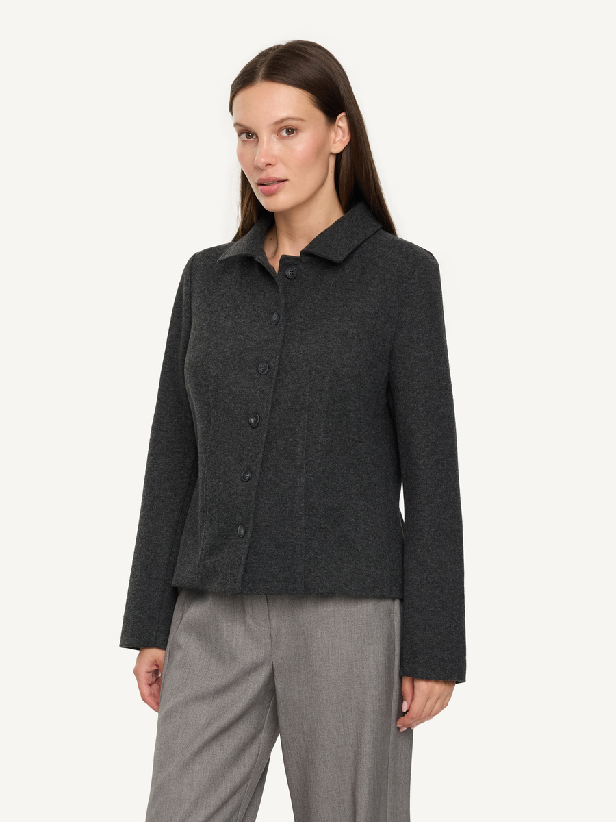 Button-front soft knit jacket - grey