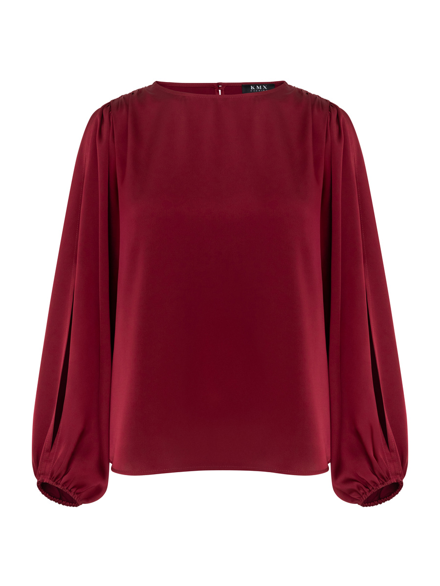 Elegant blouse with decorative splits – burgundy