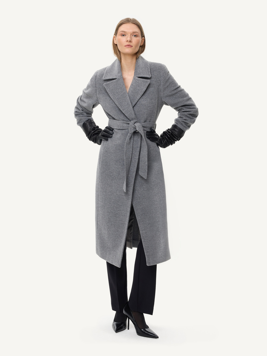 KMX Studio Belted coat in virgin wool & cashmere – grey