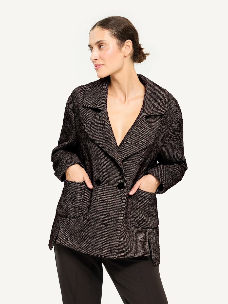 Jacket with patch pockets - chocolate