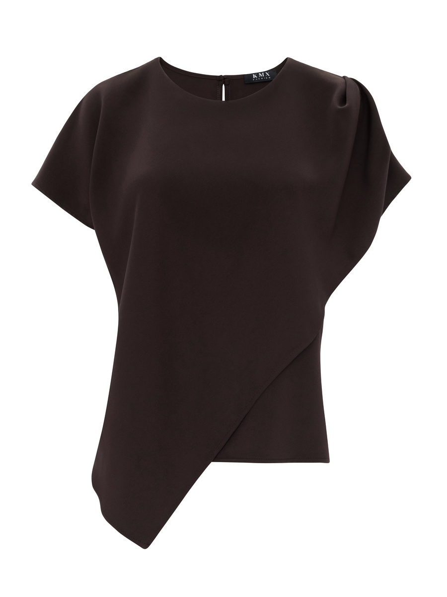 Asymmetric brown blouse